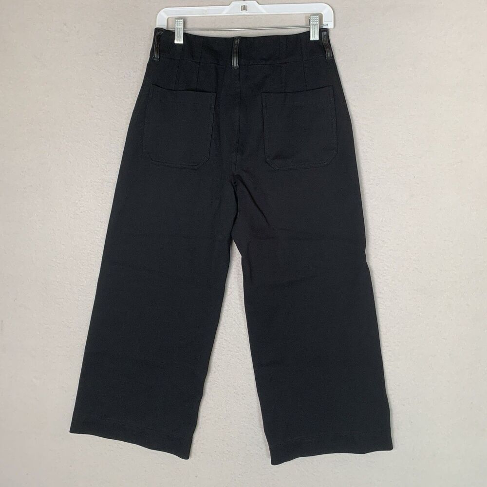 Maeve By Anthropologie The Colette Pants Women 30 Black Cropped Wide Leg Career - Picture 3 of 9
